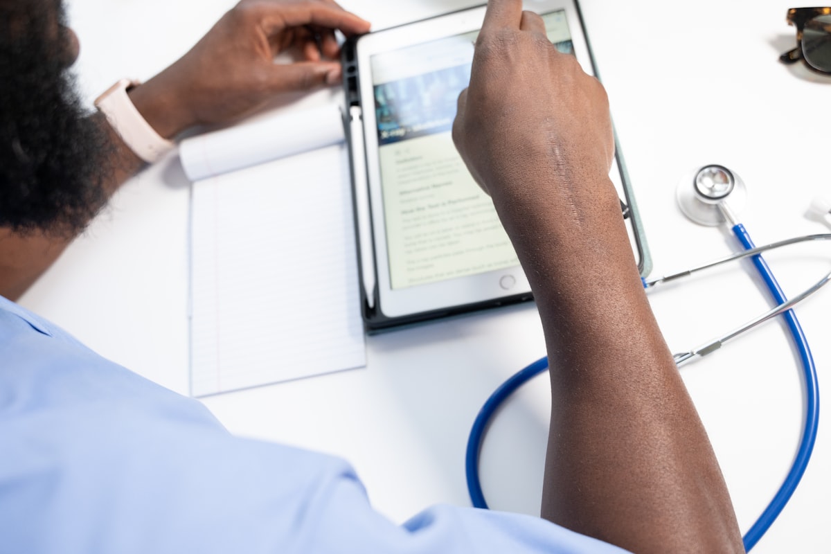 A man using a tablet